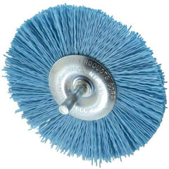 Dico - 4" OD, 1/4" Shank Diam, Crimped Nylon Wheel Brush - 3/8" Face Width - USA Tool & Supply