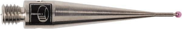 Renishaw - 0.0394 Inch Ball Diameter, Stainless Steel Stem, M3 Thread, Ruby Point Ball Tip CMM Stylus - 0.1575 Inch Working Length, 0.028 Inch Stem Diameter, 0.8268 Inch Overall Length - USA Tool & Supply