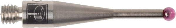 Renishaw - 0.0787 Inch Ball Diameter, Stainless Steel Stem, M3 Thread, Ruby Point Ball Tip CMM Stylus - 0.378 Inch Working Length, 0.05 Inch Stem Diameter, 0.8268 Inch Overall Length - USA Tool & Supply