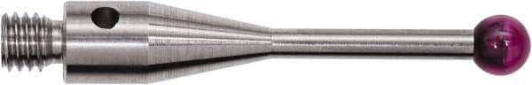 Renishaw - 0.1181 Inch Ball Diameter, Stainless Steel Stem, M3 Thread, Ruby Point Ball Tip CMM Stylus - 0.5787 Inch Working Length, 0.0591 Inch Stem Diameter, 0.8268 Inch Overall Length - USA Tool & Supply