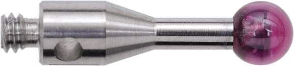 Renishaw - 0.1181 Inch Ball Diameter, Stainless Steel Stem, M2 Thread, Ruby Point Ball Tip CMM Stylus - 0.2756 Inch Working Length, 0.0591 Inch Stem Diameter, 0.3937 Inch Overall Length - USA Tool & Supply