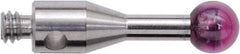 Renishaw - 0.1181 Inch Ball Diameter, Stainless Steel Stem, M2 Thread, Ruby Point Ball Tip CMM Stylus - 0.2756 Inch Working Length, 0.0591 Inch Stem Diameter, 0.3937 Inch Overall Length - USA Tool & Supply
