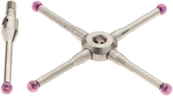 Renishaw - 0.08 Inch Ball Diameter, Stainless Steel Stem, M2 Thread, Ruby Point Ball Tip CMM Stylus - 0.4724 Inch Working Length, 0.05 Inch Stem Diameter, 19.2 mm Overall Length - USA Tool & Supply