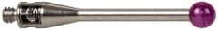 Renishaw - 0.1181 Inch Ball Diameter, Stainless Steel Stem, M2 Thread, Ruby Point Ball Tip CMM Stylus - 0.6693 Inch Working Length, 0.0591 Inch Stem Diameter, 0.7874 Inch Overall Length - USA Tool & Supply