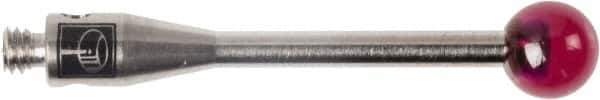 Renishaw - 0.1575 Inch Ball Diameter, Stainless Steel Stem, M2 Thread, Ruby Point Ball Tip CMM Stylus - 0.7874 Inch Working Length, 0.0591 Inch Stem Diameter, 0.7874 Inch Overall Length - USA Tool & Supply