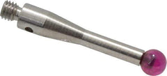 Renishaw - 0.1575 Inch Ball Diameter, Stainless Steel Stem, M3 Thread, Ruby Point Ball Tip CMM Stylus - 0.6772 Inch Working Length, 0.0984 Inch Stem Diameter, 0.8268 Inch Overall Length - USA Tool & Supply