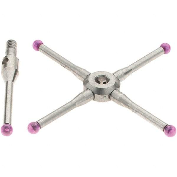 Renishaw - 0.08 Inch Ball Diameter, Stainless Steel Stem, M2 Thread, Ruby Point Ball Tip CMM Stylus - 0.4724 Inch Working Length, 0.05 Inch Stem Diameter, 19.2 mm Overall Length - USA Tool & Supply