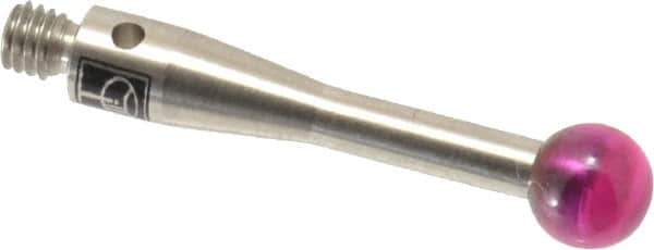 Renishaw - 0.1969 Inch Ball Diameter, Stainless Steel Stem, M3 Thread, Ruby Point Ball Tip CMM Stylus - 0.8268 Inch Working Length, 0.0984 Inch Stem Diameter, 0.8268 Inch Overall Length - USA Tool & Supply