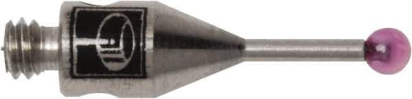 Renishaw - 0.0591 Inch Ball Diameter, Stainless Steel Stem, M2 Thread, Ruby Point Ball Tip CMM Stylus - 0.1772 Inch Working Length, 0.028 Inch Stem Diameter, 0.3937 Inch Overall Length - USA Tool & Supply