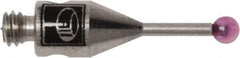Renishaw - 0.0591 Inch Ball Diameter, Stainless Steel Stem, M2 Thread, Ruby Point Ball Tip CMM Stylus - 0.1772 Inch Working Length, 0.028 Inch Stem Diameter, 0.3937 Inch Overall Length - USA Tool & Supply