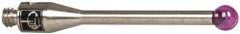 Renishaw - 0.0984 Inch Ball Diameter, Stainless Steel Stem, M2 Thread, Ruby Point Ball Tip CMM Stylus - 0.6457 Inch Working Length, 0.05 Inch Stem Diameter, 0.7874 Inch Overall Length - USA Tool & Supply