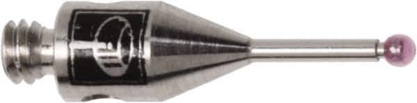 Renishaw - 0.0394 Inch Ball Diameter, Stainless Steel Stem, M2 Thread, Ruby Point Ball Tip CMM Stylus - 0.1772 Inch Working Length, 0.028 Inch Stem Diameter, 0.3937 Inch Overall Length - USA Tool & Supply