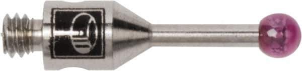 Renishaw - 0.0787 Inch Ball Diameter, Stainless Steel Stem, M2 Thread, Ruby Point Ball Tip CMM Stylus - 0.2362 Inch Working Length, 0.0394 Inch Stem Diameter, 0.3937 Inch Overall Length - USA Tool & Supply