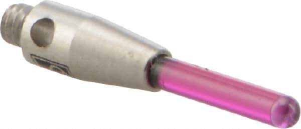 Renishaw - 0.06 Inch Ball Diameter, Stainless Steel Stem, M2 Thread, Ruby Point Ball Tip CMM Stylus - 0.315 Inch Working Length, 0.5906 Inch Overall Length - USA Tool & Supply