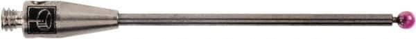 Renishaw - 0.0591 Inch Ball Diameter, Carbide Stem, M2 Thread, Ruby Point Ball Tip CMM Stylus - 0.8858 Inch Working Length, 0.0394 Inch Stem Diameter, 1.1811 Inch Overall Length - USA Tool & Supply