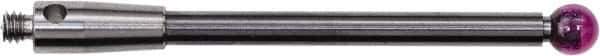 Renishaw - 0.1181 Inch Ball Diameter, Carbide Stem, M2 Thread, Ruby Point Ball Tip CMM Stylus - 1-1/16 Inch Working Length, 0.0787 Inch Stem Diameter, 1.1811 Inch Overall Length - USA Tool & Supply