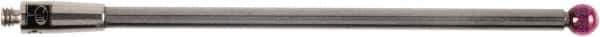 Renishaw - 0.1181 Inch Ball Diameter, Carbide Stem, M2 Thread, Ruby Point Ball Tip CMM Stylus - 1.8504 Inch Working Length, 0.0787 Inch Stem Diameter, 1.9685 Inch Overall Length - USA Tool & Supply
