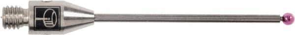Renishaw - 0.0591 Inch Ball Diameter, Carbide Stem, M3 Thread, Ruby Point Ball Tip CMM Stylus - 0.8858 Inch Working Length, 0.0394 Inch Stem Diameter, 0.7874 Inch Overall Length - USA Tool & Supply