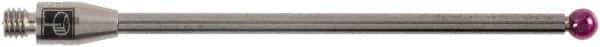 Renishaw - 0.1181 Inch Ball Diameter, Carbide Stem, M3 Thread, Ruby Point Ball Tip CMM Stylus - 1.7205 Inch Working Length, 0.0787 Inch Stem Diameter, 1.9685 Inch Overall Length - USA Tool & Supply