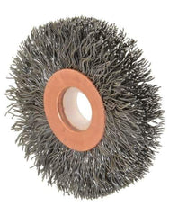 Anderson - 2" OD, 1/2" Arbor Hole, Crimped Steel Wheel Brush - 1/4" Face Width, 1/2" Trim Length, 0.0118" Filament Diam, 20,000 RPM - USA Tool & Supply