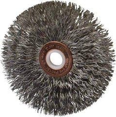 Anderson - 3" OD, 1/2" Arbor Hole, Crimped Stainless Steel Wheel Brush - 1/4" Face Width, 1" Trim Length, 0.014" Filament Diam, 20,000 RPM - USA Tool & Supply