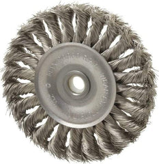 Anderson - 4" OD, 1/2" Arbor Hole, Knotted Stainless Steel Wheel Brush - 1/2" Face Width, 1" Trim Length, 0.014" Filament Diam, 20,000 RPM - USA Tool & Supply