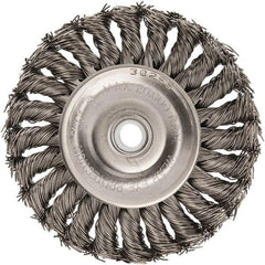 Anderson - 4" OD, 1/2" Arbor Hole, Knotted Stainless Steel Wheel Brush - 1/2" Face Width, 1" Trim Length, 0.02" Filament Diam, 20,000 RPM - USA Tool & Supply