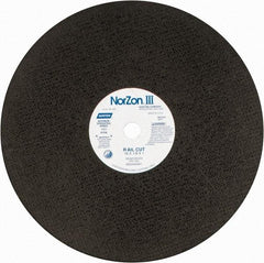 Norton - 16" 30 Grit Zirconia Alumina Cutoff Wheel - 1/8" Thick, 1" Arbor, 4,800 Max RPM, Use with Electric & Gas Powered Saws - USA Tool & Supply