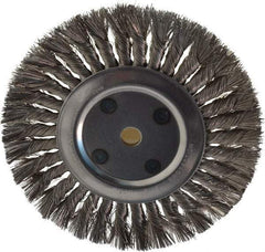 Anderson - 8" OD, 5/8" Arbor Hole, Knotted Stainless Steel Wheel Brush - 5/8" Face Width, 1-3/4" Trim Length, 0.016" Filament Diam, 6,000 RPM - USA Tool & Supply