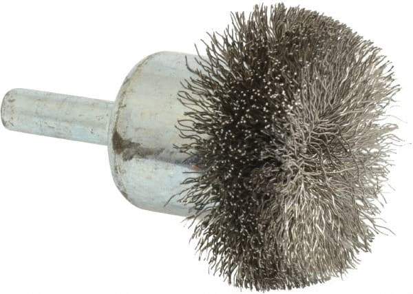 Anderson - 1-1/2" Brush Diam, Crimped, Flared End Brush - 1/4" Diam Shank, 20,000 Max RPM - USA Tool & Supply