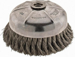 Anderson - 6" Diam, 5/8-11 Threaded Arbor, Stainless Steel Fill Cup Brush - 0.014 Wire Diam, 1-3/8" Trim Length, 6,600 Max RPM - USA Tool & Supply