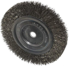 Anderson - 6" OD, 1/2" Arbor Hole, Crimped Stainless Steel Wheel Brush - 1/2" Face Width, 1-1/16" Trim Length, 0.0104" Filament Diam, 6,000 RPM - USA Tool & Supply