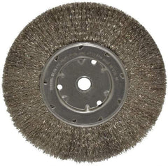 Anderson - 8" OD, 5/8" Arbor Hole, Crimped Stainless Steel Wheel Brush - 1/2" Face Width, 1-13/16" Trim Length, 0.0104" Filament Diam, 4,500 RPM - USA Tool & Supply