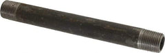 Made in USA - Schedule 80, 1/2" Diam x 7" Long Black Pipe Nipple - Threaded - USA Tool & Supply