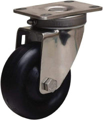 Hamilton - 3-1/2" Diam x 1-3/8" Wide x 4-7/8" OAH Top Plate Mount Swivel Caster - Polyolefin, 260 Lb Capacity, Plain Bore Bearing, 2-3/8 x 3-5/8" Plate - USA Tool & Supply