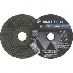 WALTER Surface Technologies - 6" Aluminum Oxide Cutoff Wheel - 3/64" Thick, 7/8" Arbor, 10,200 Max RPM, Use with Die Grinders - USA Tool & Supply