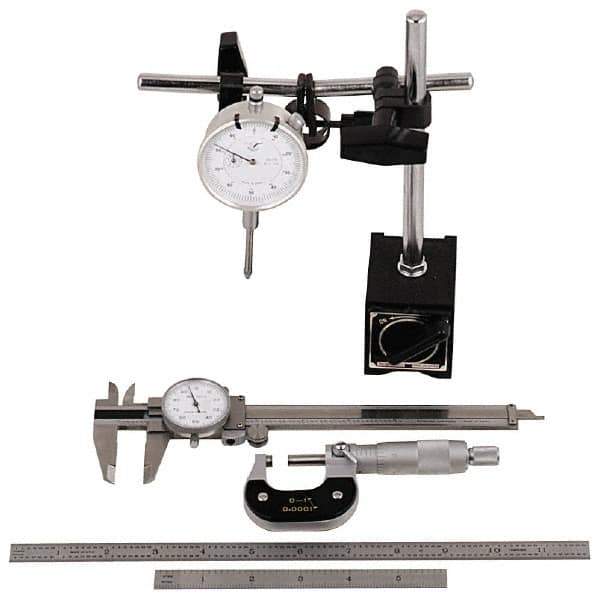 Value Collection - 6 Piece, Machinist Caliper and Micrometer Tool Kit - USA Tool & Supply