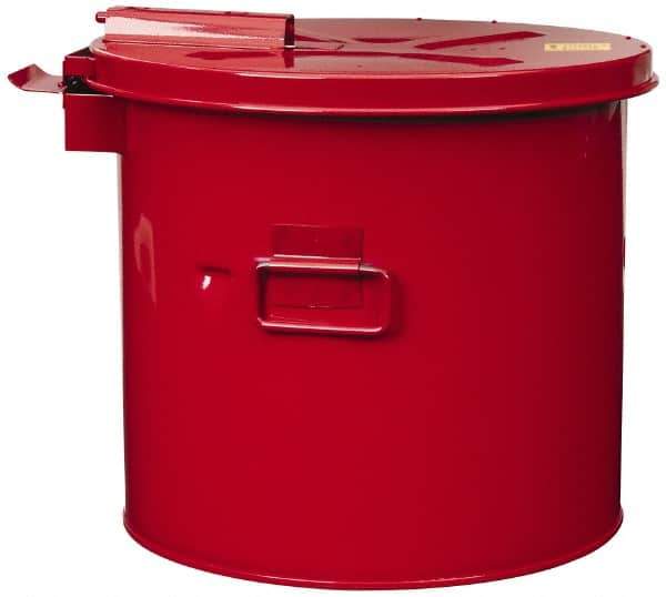 Justrite - 3.5 Gallon Capacity, Coated Steel, Red Wash Tank - 13 Inch High x 13-3/4 Inch Diameter, Includes Basket - USA Tool & Supply