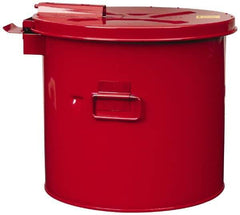 Justrite - 3.5 Gallon Capacity, Coated Steel, Red Wash Tank - 13 Inch High x 13-3/4 Inch Diameter, Includes Basket - USA Tool & Supply