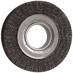 Anderson - 6" OD, 2" Arbor Hole, Crimped Steel Wheel Brush - 1" Face Width, 1-1/8" Trim Length, 0.0118" Filament Diam, 6,000 RPM - USA Tool & Supply