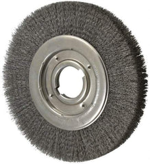 Anderson - 10" OD, 2" Arbor Hole, Crimped Steel Wheel Brush - 1-1/4" Face Width, 2" Trim Length, 0.0118" Filament Diam, 3,600 RPM - USA Tool & Supply