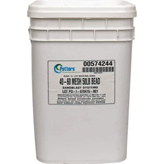 Made in USA - Coarse/Medium Grade Smooth Glass Bead - 40 to 60 Grit, 50 Lb Pail - USA Tool & Supply