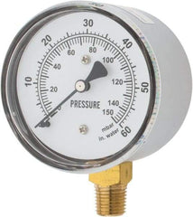 Gast - 1/4" NPT psi Pressure Gauge - 0-60 psi Pressure, 0-150 Millibars - USA Tool & Supply