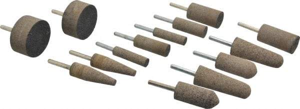 Grier Abrasives - 14 Piece Aluminum Oxide Resinoid Abrasive Point Set - Includes Shapes A1, A11, A3, W189, W208, W222 & W242 - USA Tool & Supply