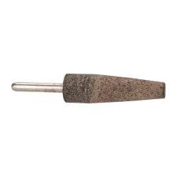 Grier Abrasives - 3/4" Head Diam x 2-1/2" Thickness, A1, Cone End, Aluminum Oxide Mounted Point - Brown, Very Coarse Grade, 36 Grit, 19,800 RPM - USA Tool & Supply