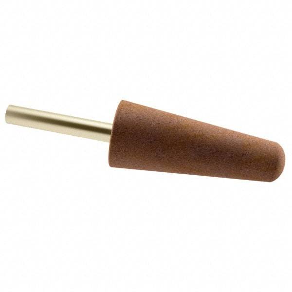 Grier Abrasives - 1" Head Diam x 2-3/4" Thickness, A3, Tree End, Aluminum Oxide Mounted Point - Brown, Very Coarse Grade, 36 Grit, 16,100 RPM - USA Tool & Supply