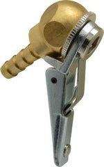 Acme - Closed Check Brass/Steel Air Chuck - Ball Foot with Clip Chuck, 1/4 Barbed - USA Tool & Supply