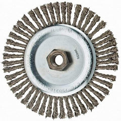 Anderson - 6" OD, 5/8-11 Arbor Hole, Knotted Stainless Steel Wheel Brush - 3/16" Face Width, 1-1/8" Trim Length, 0.02" Filament Diam, 12,500 RPM - USA Tool & Supply