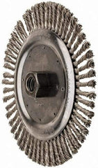 Anderson - 6-7/8" OD, 5/8-11 Arbor Hole, Knotted Stainless Steel Wheel Brush - 3/16" Face Width, 1-1/4" Trim Length, 0.02" Filament Diam, 9,000 RPM - USA Tool & Supply