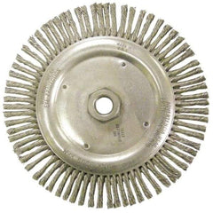 Anderson - 6-7/8" OD, 5/8-11 Arbor Hole, Knotted Stainless Steel Wheel Brush - 1/8" Face Width, 1-1/8" Trim Length, 0.02" Filament Diam, 9,000 RPM - USA Tool & Supply